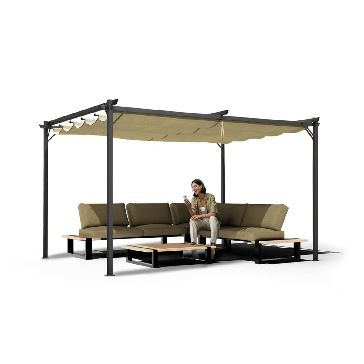 Grindi - Pavillon Garten - Terrassendach - Sonnensegel - Irda II 2,9x3,9m - wasserdichtes & stabiles Sonnenschutz für Terrasse und Freistehender - Gartenpavillon - Terrassendach - Markise