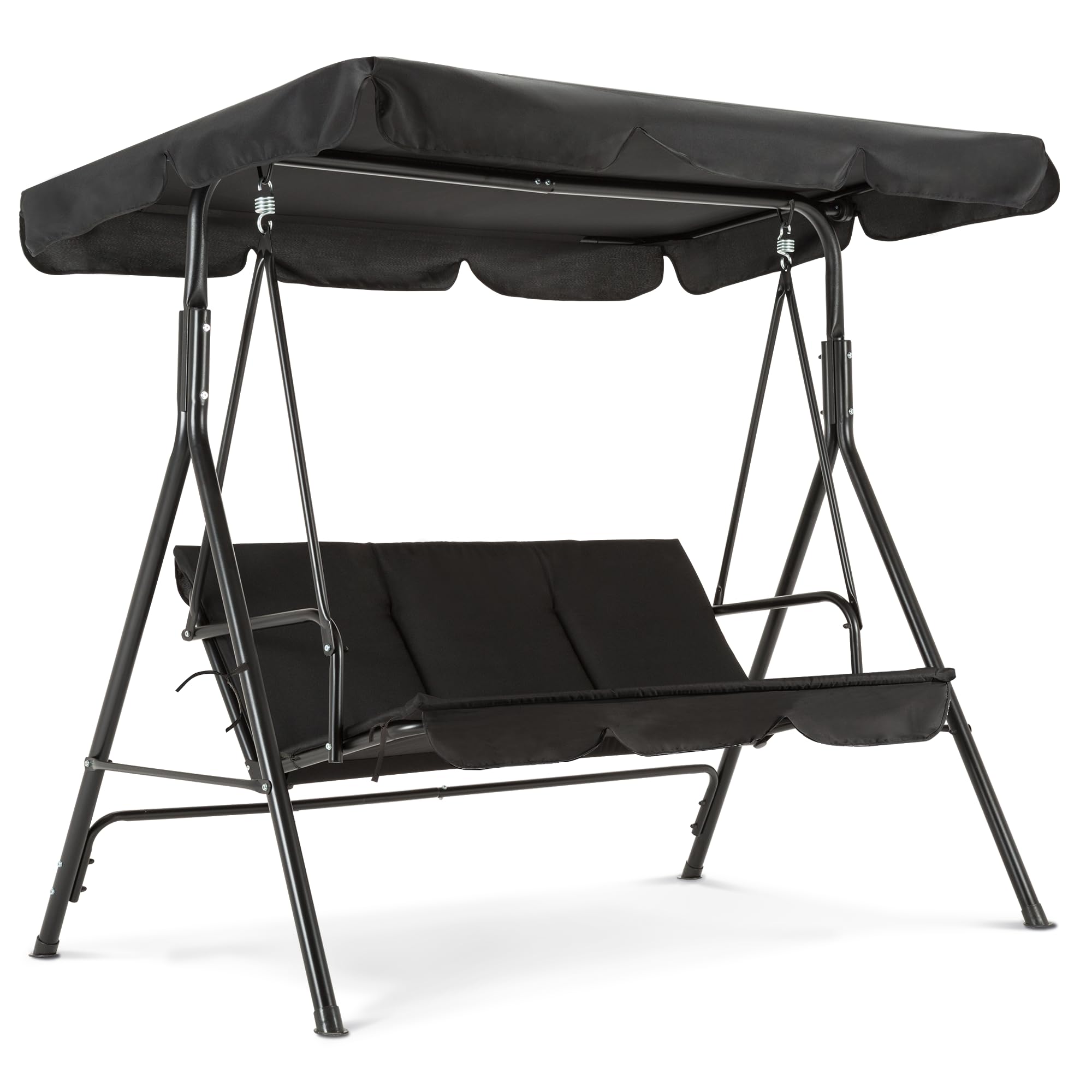 M MCombo 3-Sitzer Hollywoodschaukel, Gartenschaukel mit Verstellbarem Sonnendach, Schaukelbank Outdoor, Gartenliege Wetterfest, 114 x 170 x 155 cm, Grau 8003