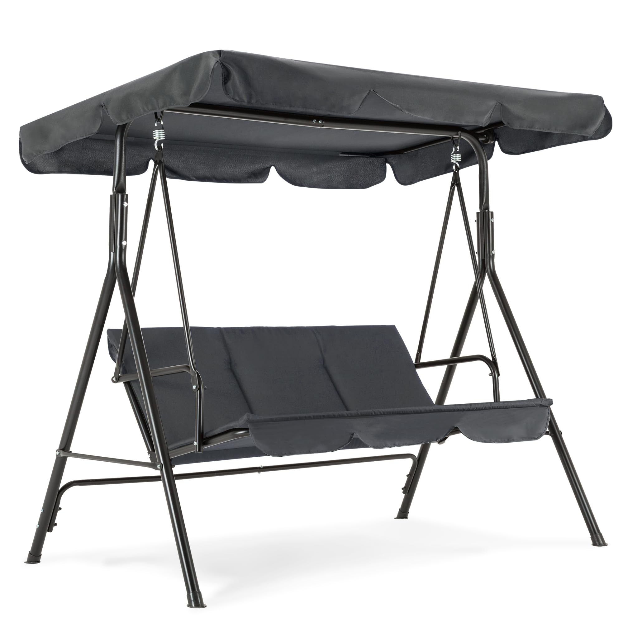 M MCombo 3-Sitzer Hollywoodschaukel, Gartenschaukel mit Verstellbarem Sonnendach, Schaukelbank Outdoor, Gartenliege Wetterfest, 114 x 170 x 155 cm, Grau 8003