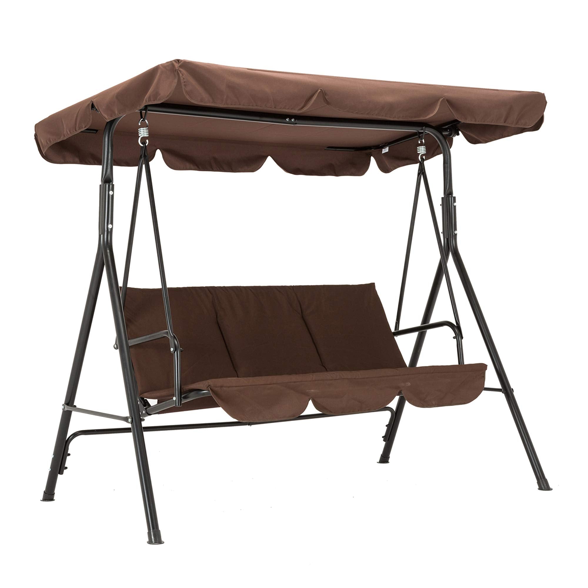 M MCombo 3-Sitzer Hollywoodschaukel, Gartenschaukel mit Verstellbarem Sonnendach, Schaukelbank Outdoor, Gartenliege Wetterfest, 114 x 170 x 155 cm, Grau 8003