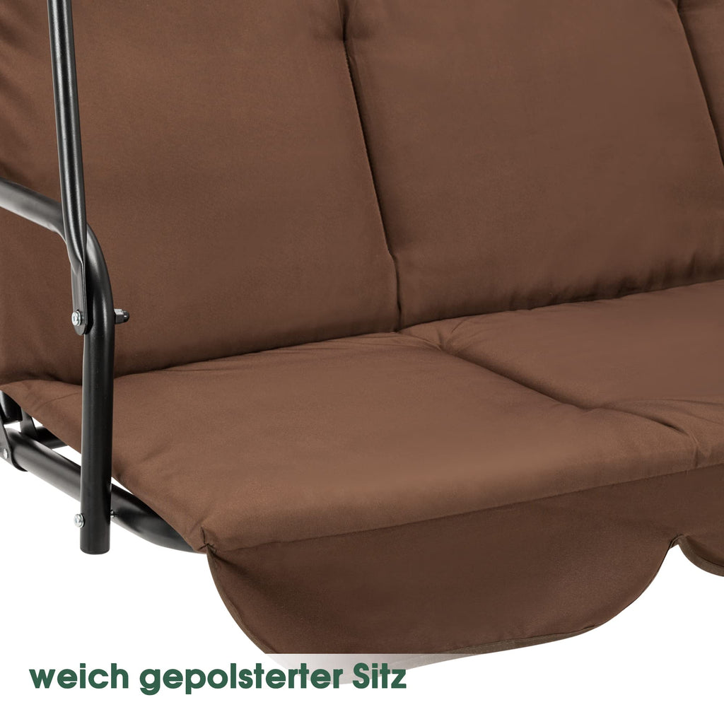 M MCombo 3-Sitzer Hollywoodschaukel, Gartenschaukel mit Verstellbarem Sonnendach, Schaukelbank Outdoor, Gartenliege Wetterfest, 114 x 170 x 155 cm, Grau 8003